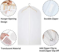 Clear PEVA Garment Storage Bags – 12 Pack Dustproof Clothes Protectors