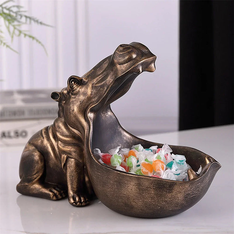 Decorative Hippo Desk Storage Box - HippoStash-Small 20 x 11 x 17 cm-A - Marble Blue Hippo-State of Style