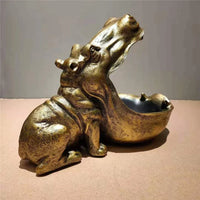 Decorative Hippopotamus Desk Storage Box - HippoStash-A - Hippopotamus marble blue-Small 20.00 x 11.00 x 17.00 cm-State of Style