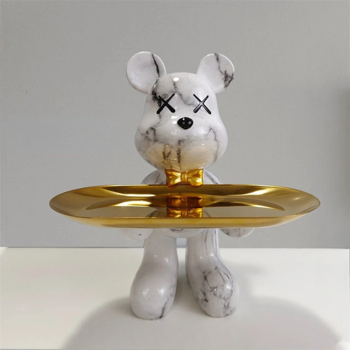 Decorative Storage Figure – Bruno Table Bear-Marble-State of Style