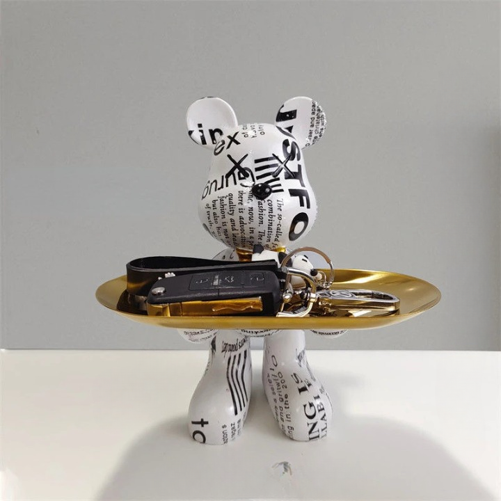 Decorative Storage Figure – Bruno Table Bear-White Black-State of Style