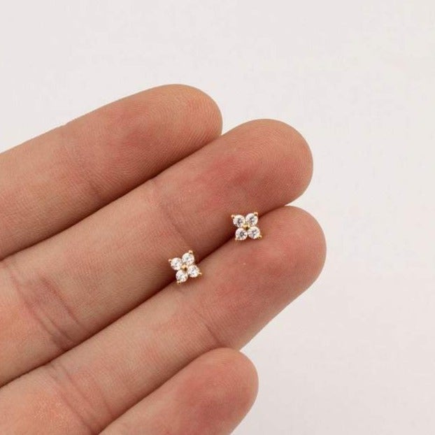 Delicate Floral Stud Earrings - Sophie-Set of 3 pairs-Gold-State of Style