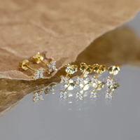 Delicate Floral Stud Earrings - Sophie-Set of 3 pairs-Gold-State of Style