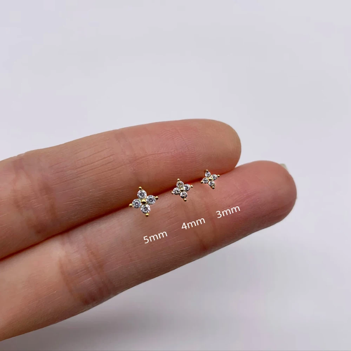 Delicate Floral Stud Earrings - Sophie-Set of 3 pairs-Gold-State of Style