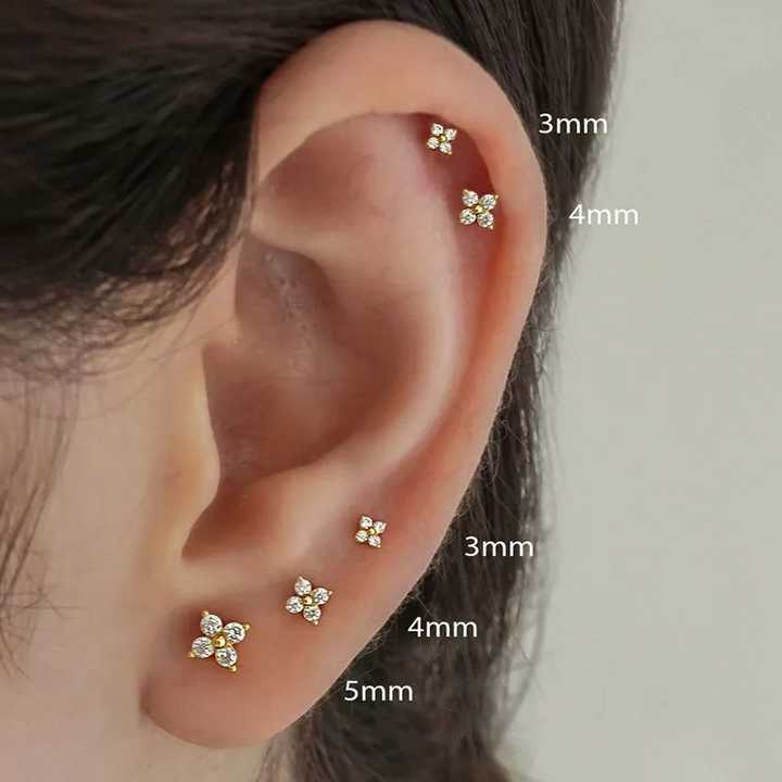 Delicate Floral Stud Earrings - Sophie-Set of 3 pairs-Gold-State of Style