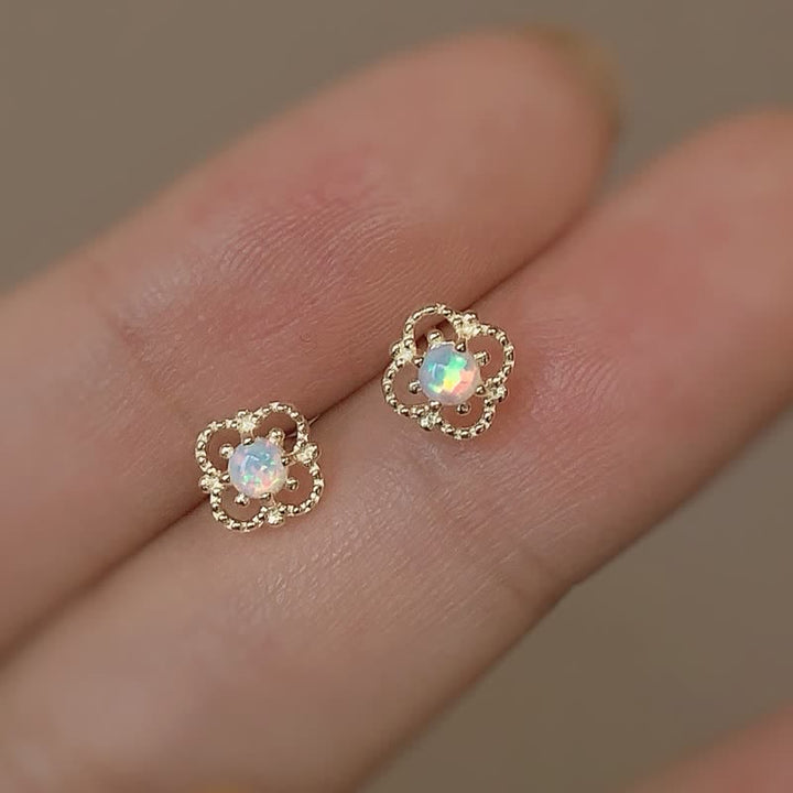 Delicate Vintage Earrings with Opal - Seraphina-Gold-State of Style