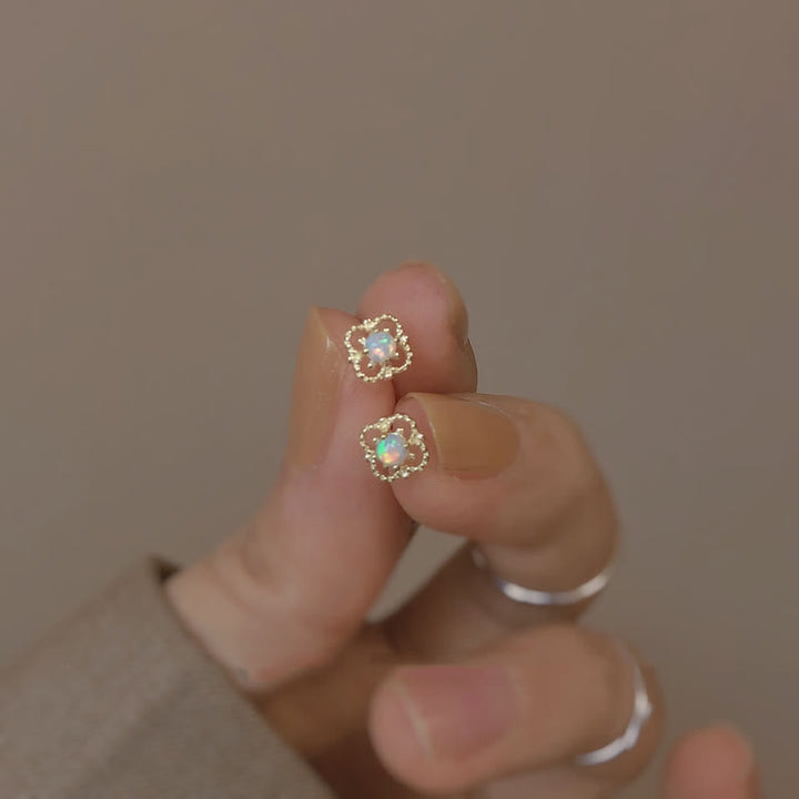 Delicate Vintage Earrings with Opal - Seraphina-Gold-State of Style