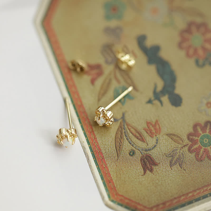 Delicate Vintage Earrings with Opal - Seraphina-Gold-State of Style