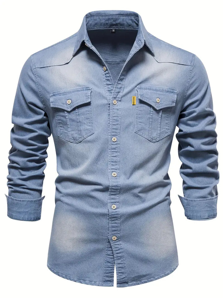 Denim Men's Shirt - Hugo-Light Blue-S-State of Style
