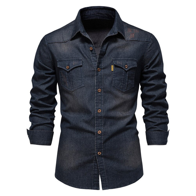 Denim Men's Shirt - Hugo-Navy-S-State of Style
