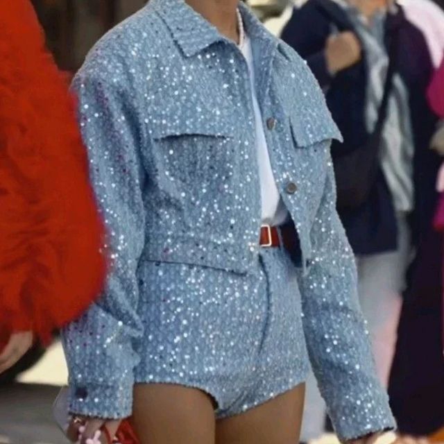 Denim Set with Sequins - Nova-Blue-XS-State of Style
