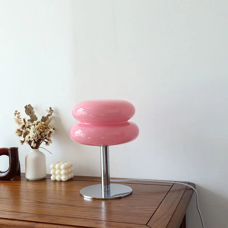 DESIGNER GLASS TABLE LAMP - AMBIENT LED LAMP FOR BEDROOM AND STUDY-Pink-State of Style