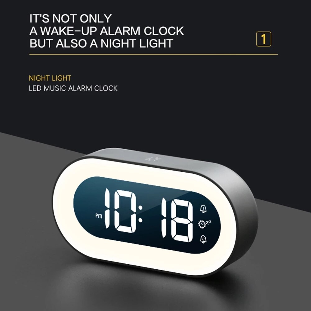Digital Alarm Clock with Night Light - Lumino-White-State of Style