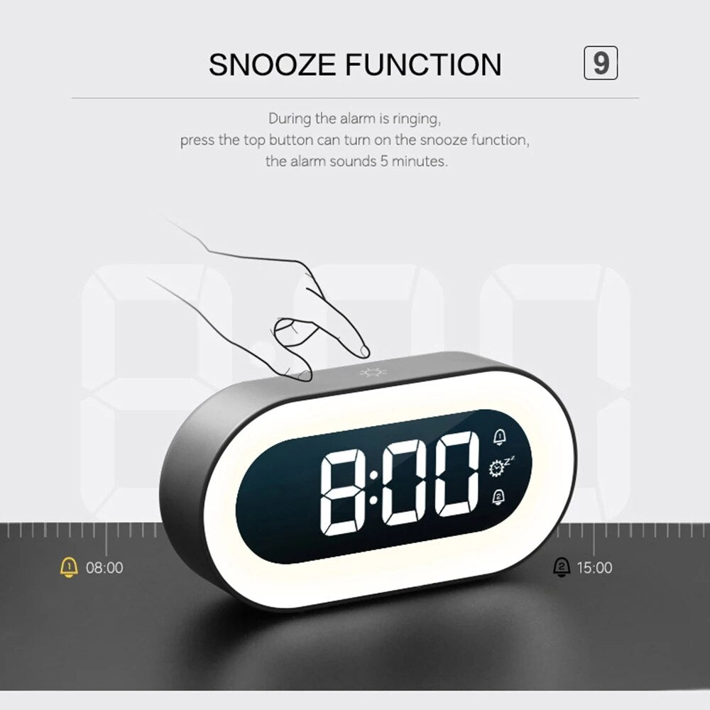 Digital Alarm Clock with Night Light - Lumino-White-State of Style