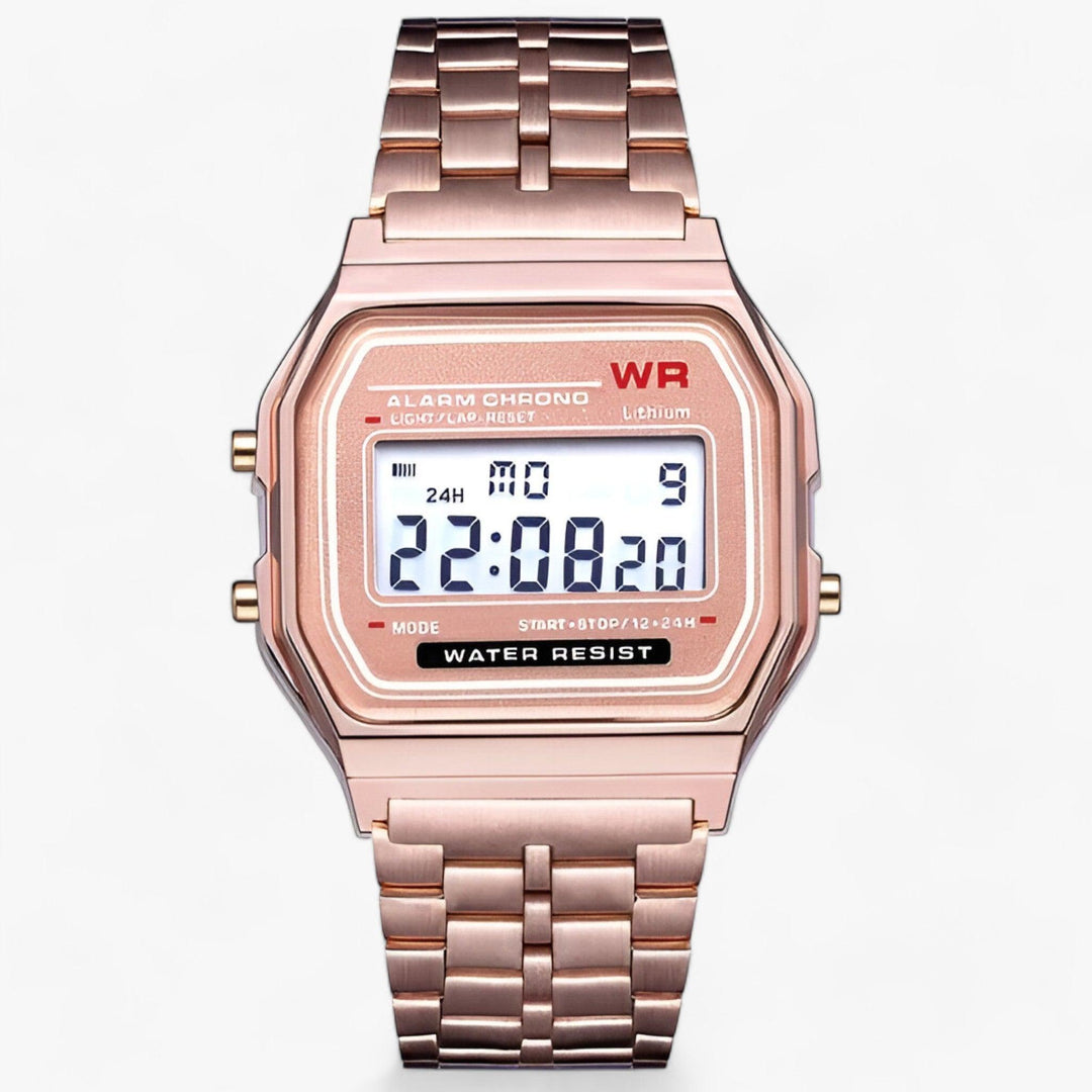 Digital Wristwatch with Square Dial - Amelina-Rose Gold-State of Style