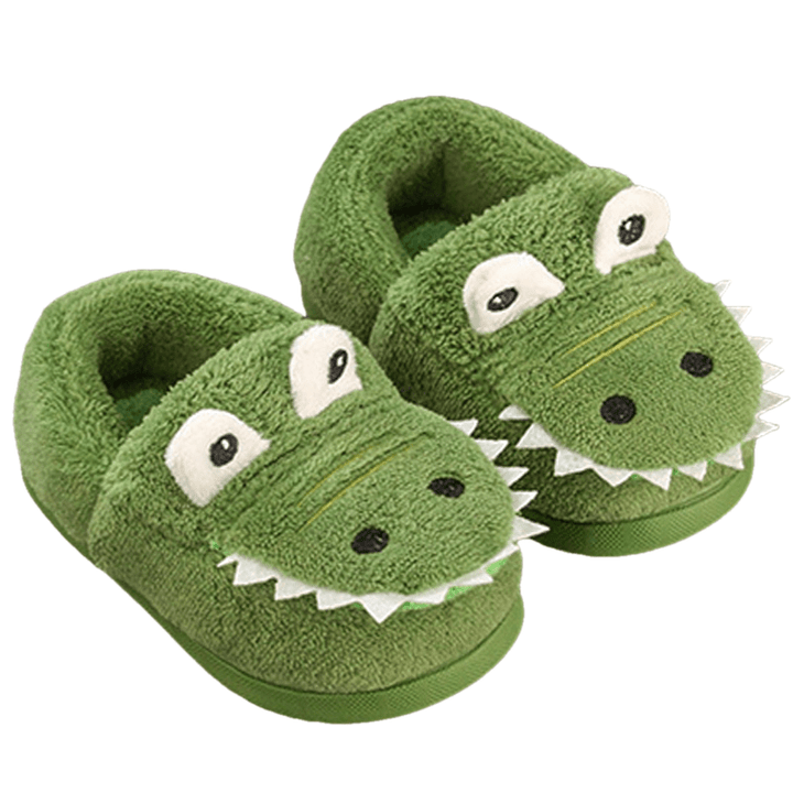 Dino Cuddly Slippers – Soft and Warm Slippers for Toddlers-Green-140 (13.2cm)-State of Style