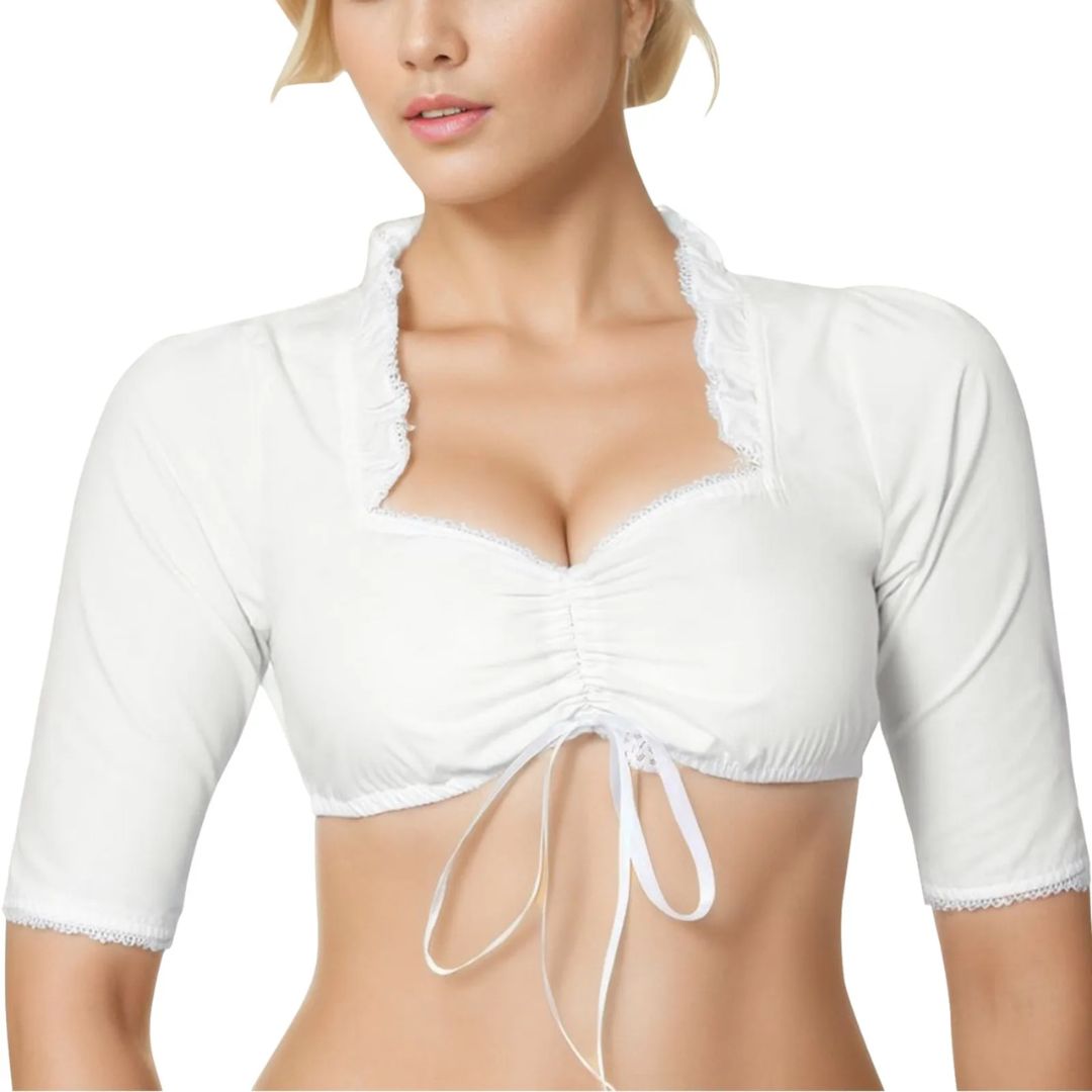 Dirndl Blouse Josephine – Elegant Lace Oktoberfest Crop Top-S-State of Style