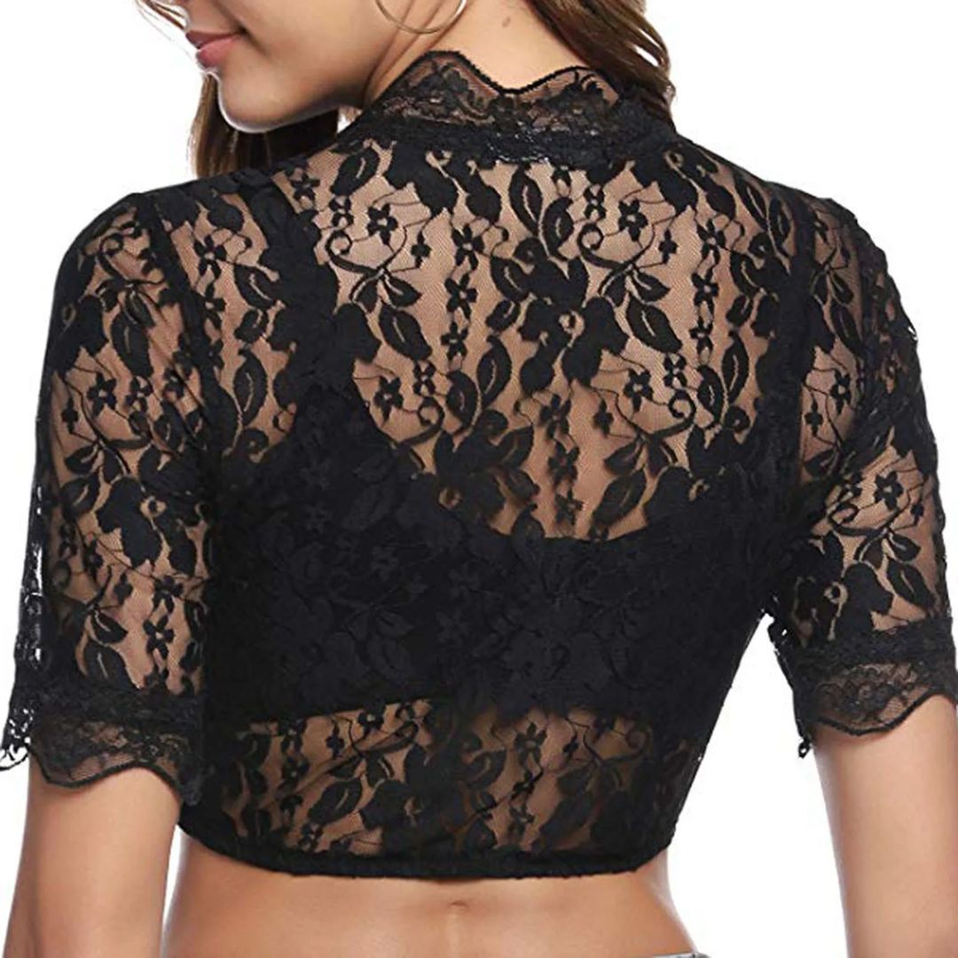 Dirndl Blouse Juliana – Elegant Lace Oktoberfest Crop Top-White-S-State of Style