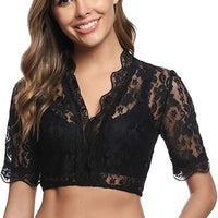 Dirndl Blouse Juliana – Elegant Lace Oktoberfest Crop Top-White-S-State of Style