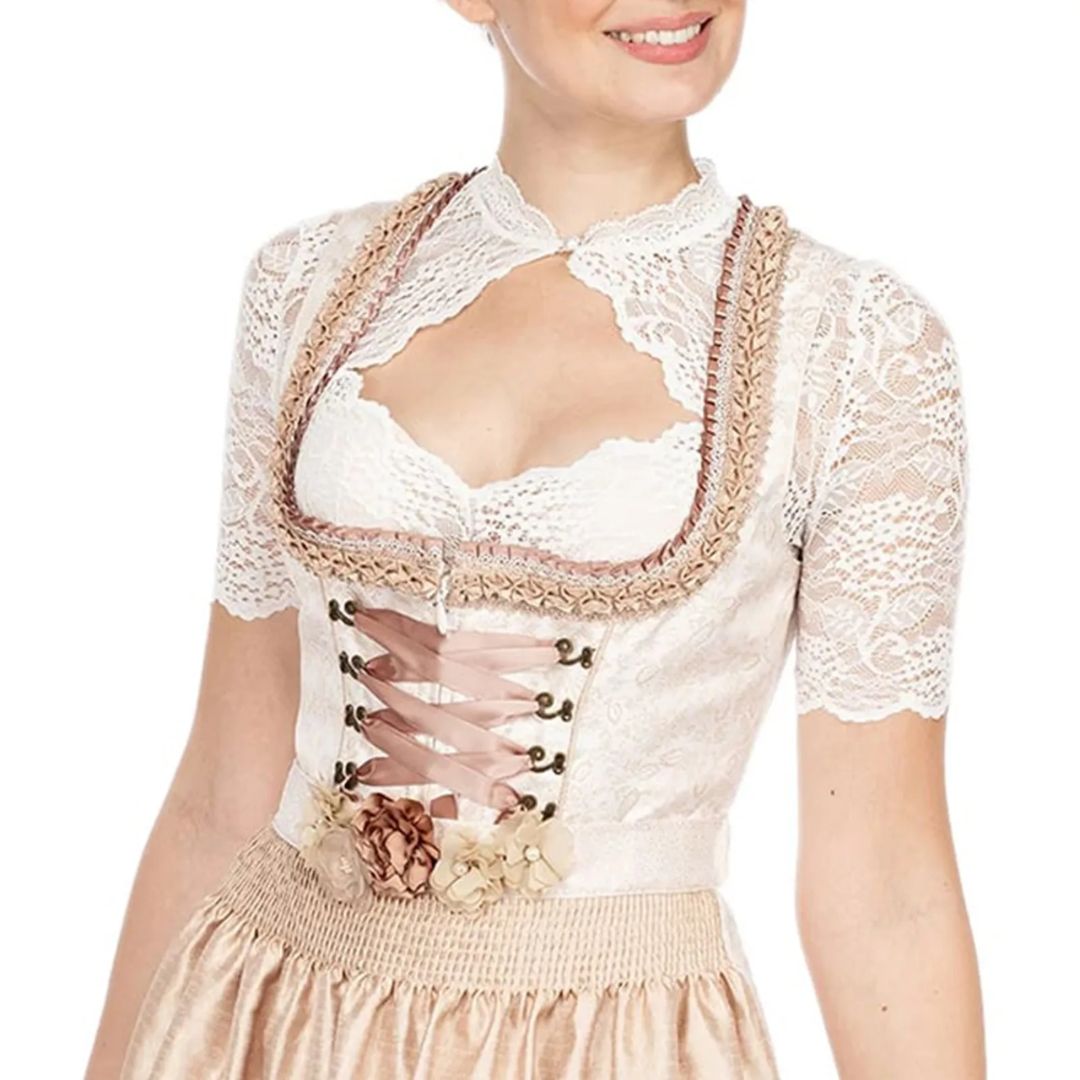 Dirndl Blouse Katherina – Plus Size Lace Oktoberfest Crop Top-White-S-State of Style