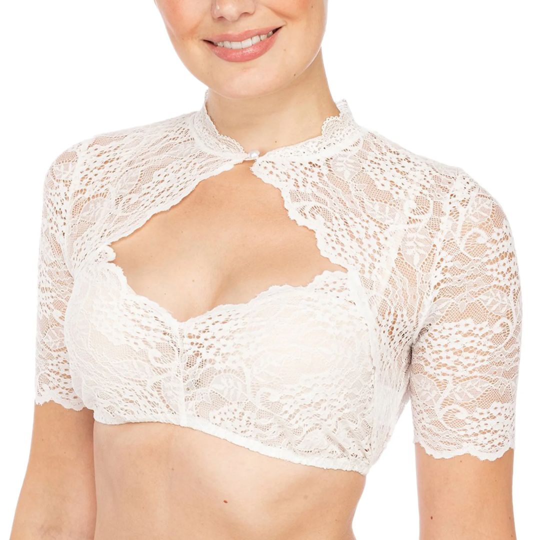 Dirndl Blouse Katherina – Plus Size Lace Oktoberfest Crop Top-White-S-State of Style