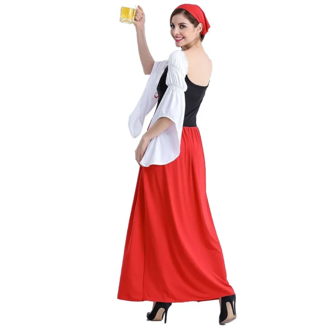Dirndl Carissa – Vibrant Red Bavarian Oktoberfest Dress-S-State of Style
