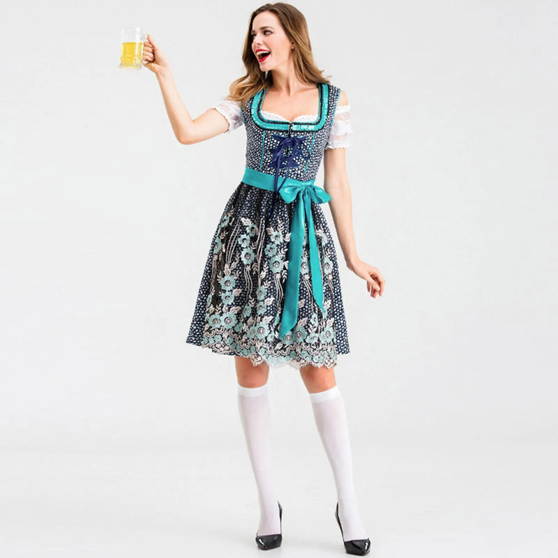 Dirndl Mechthild - Sexy Vintage Gothic Dress for Oktoberfest-Blue Lake-S-State of Style