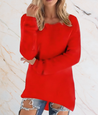Divisha – Long Semi-Furry Sweater with a Flattering Fit-S-Red-State of Style