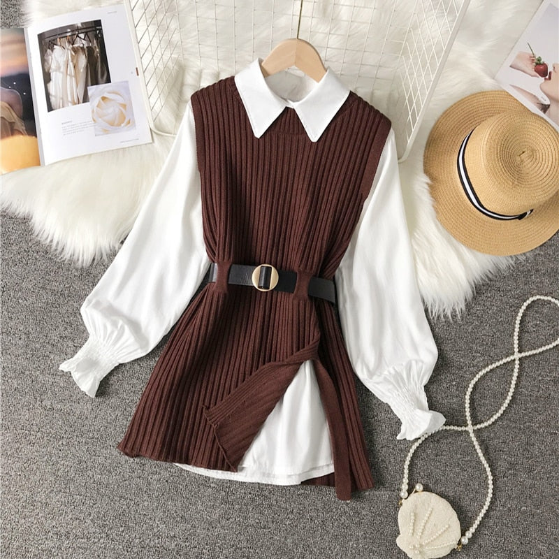 DoortjesSet | 2-Piece Set for Women | Sweater & Trousers-Brown-S-State of Style