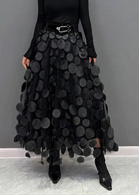 Dotted Print Flared Skirt – Maëlle-Black-State of Style