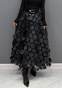 Dotted Print Flared Skirt – Maëlle-Black-State of Style