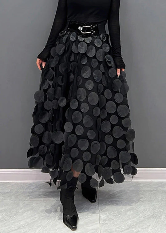 Dotted Print Flared Skirt – Maëlle-Black-State of Style