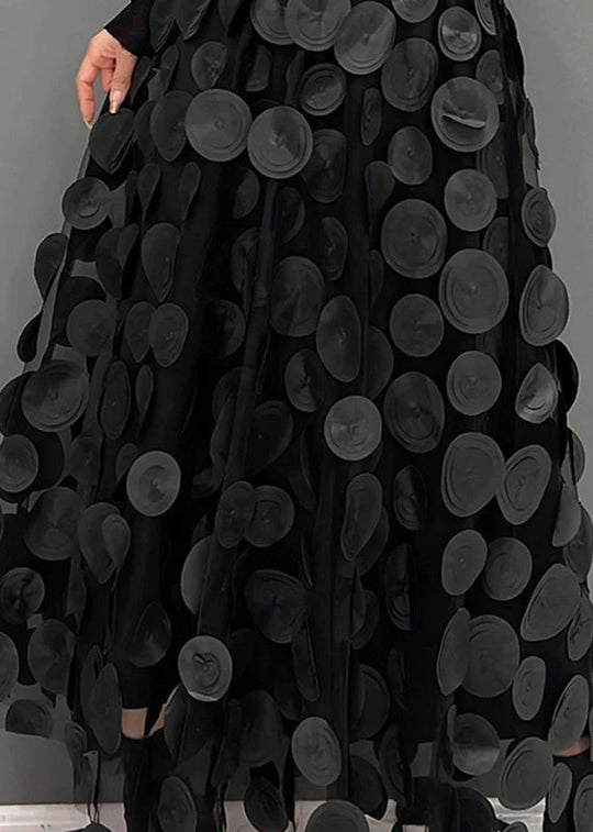 Dotted Print Flared Skirt – Maëlle-Black-State of Style