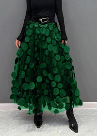 Dotted Print Flared Skirt – Maëlle-Dark green-State of Style