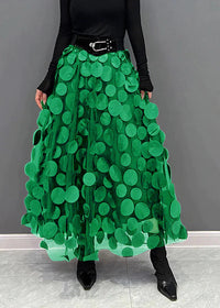 Dotted Print Flared Skirt – Maëlle-Light green-State of Style