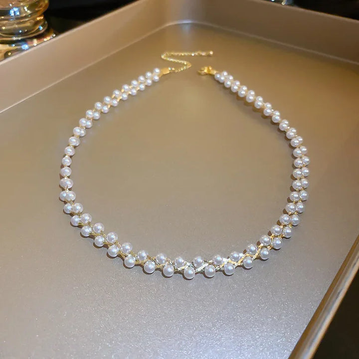 Double Crystals and Pearls Necklace - Amira-Pearls-State of Style