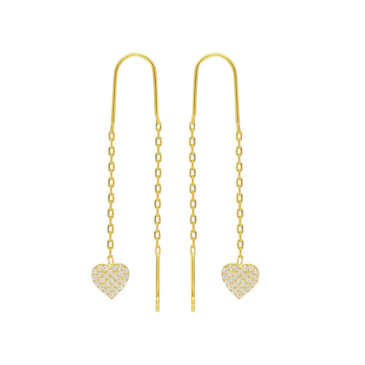 Double Heart Chain Earrings – Valencia-Gold-State of Style