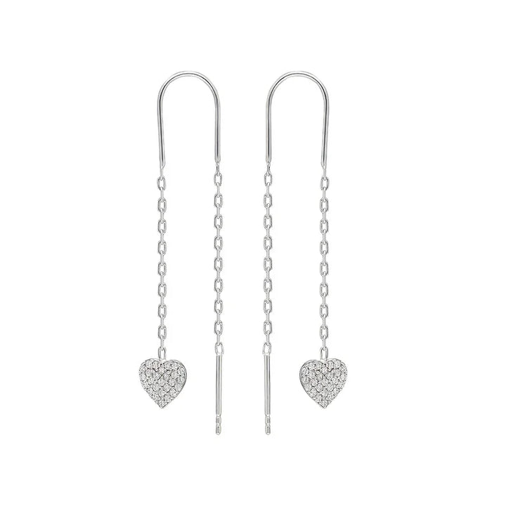 Double Heart Chain Earrings – Valencia-Silver-State of Style