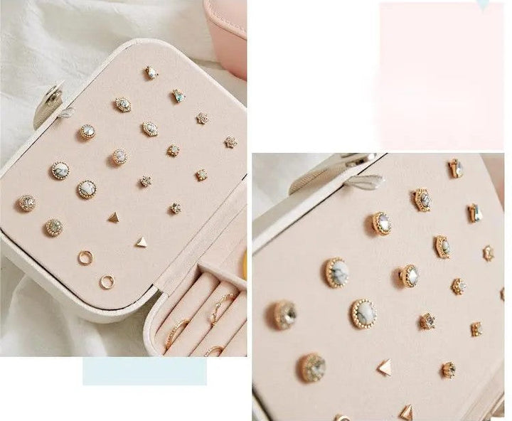 Double Layer Portable Leather Jewellery Box-PINK-State of Style