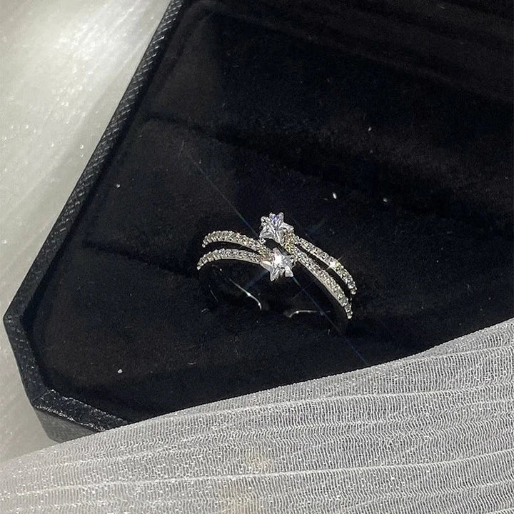 Double Layered Star Ring Set - Astrid-Double Star-State of Style