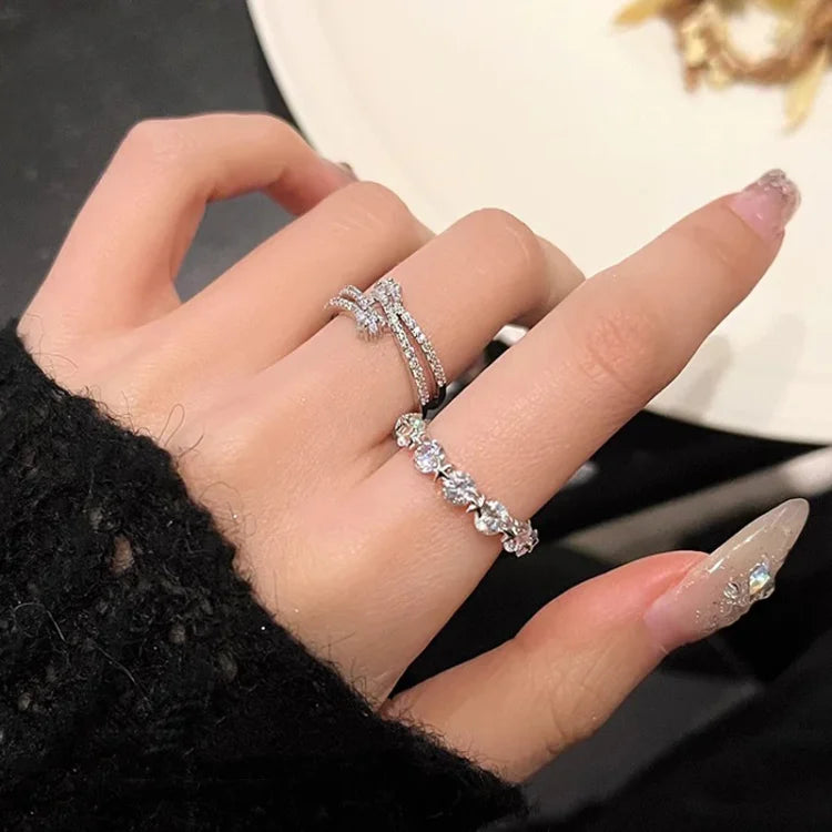 Double Layered Star Ring Set - Astrid-Multiple Stones-State of Style