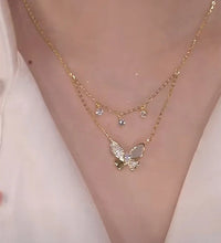 Double-layered Zirconia and Mother-of-pearl Butterfly Necklace - Elayna-State of Style