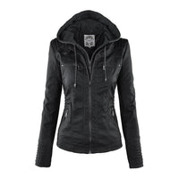 Double-Lined Leather Jacket With Hood | Warm & Stylish Women's Coat-Black-S-State of Style
