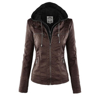 Double-Lined Leather Jacket With Hood | Warm & Stylish Women's Coat-Brown-S-State of Style