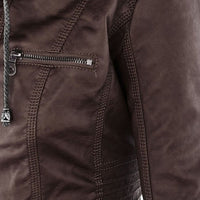 Double-Lined Leather Jacket With Hood | Warm & Stylish Women's Coat-Khaki-S-State of Style