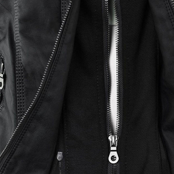 Double-Lined Leather Jacket With Hood | Warm & Stylish Women's Coat-Khaki-S-State of Style