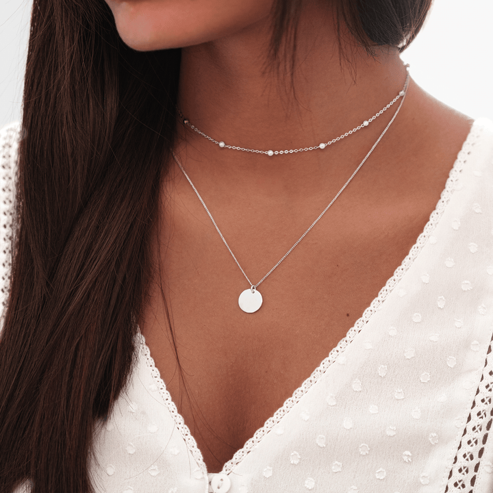 Double Medallion Necklace - Amélie-Silver-State of Style