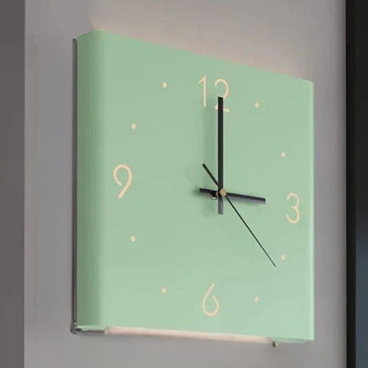 Double-sided Square Wall Clock with Lighting - TimeLume-Green-State of Style