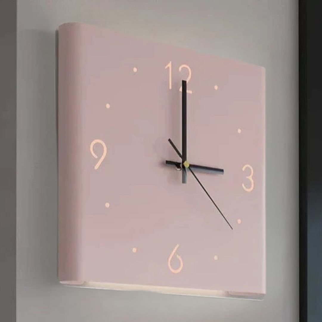 Double-sided Square Wall Clock with Lighting - TimeLume-Pink-State of Style