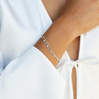 Double White Bead Bracelet for Women - Liora-Silver-State of Style